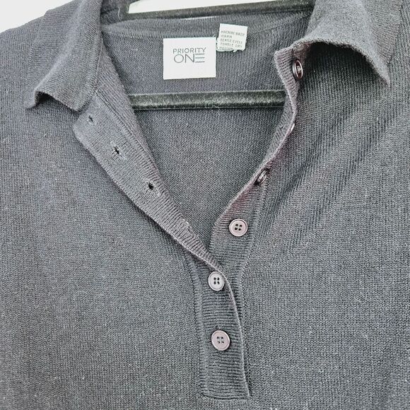 Vintage Oversized Slouchy Black Grandma/Grandpa Cozy Collared Sweater 26/28 3X - Picture 5 of 6